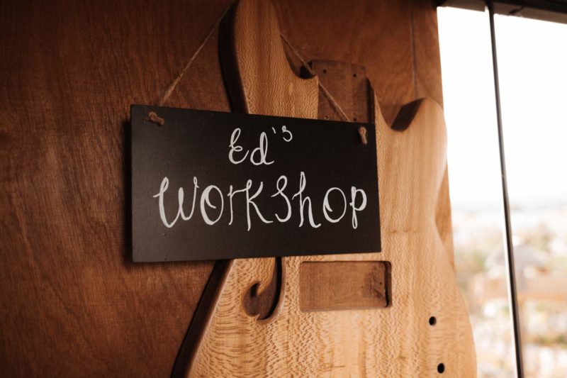 Ed's Workshop sign written on chalkboard