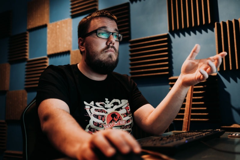 Chris in the studio working at a computer