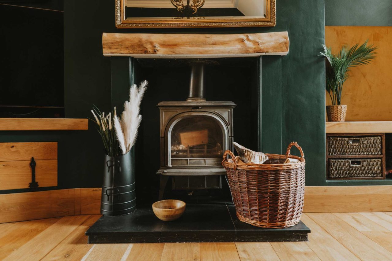 Gorgeous rustic fireplace captured on a commercial property shoot