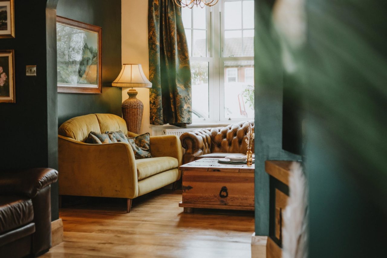 A picturesque rustic living room shot as part of a marketing campaign