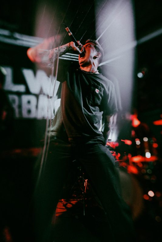 Loveletter live in Clwb Ifor Bach, Cardiff. Deathcore voalist screaming into a mic.