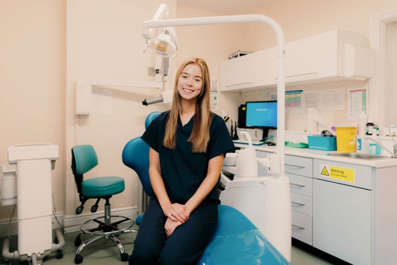 Professional portrait of a member of staff smiling. Shot for teeth For Life in Caldicot, December 2023.